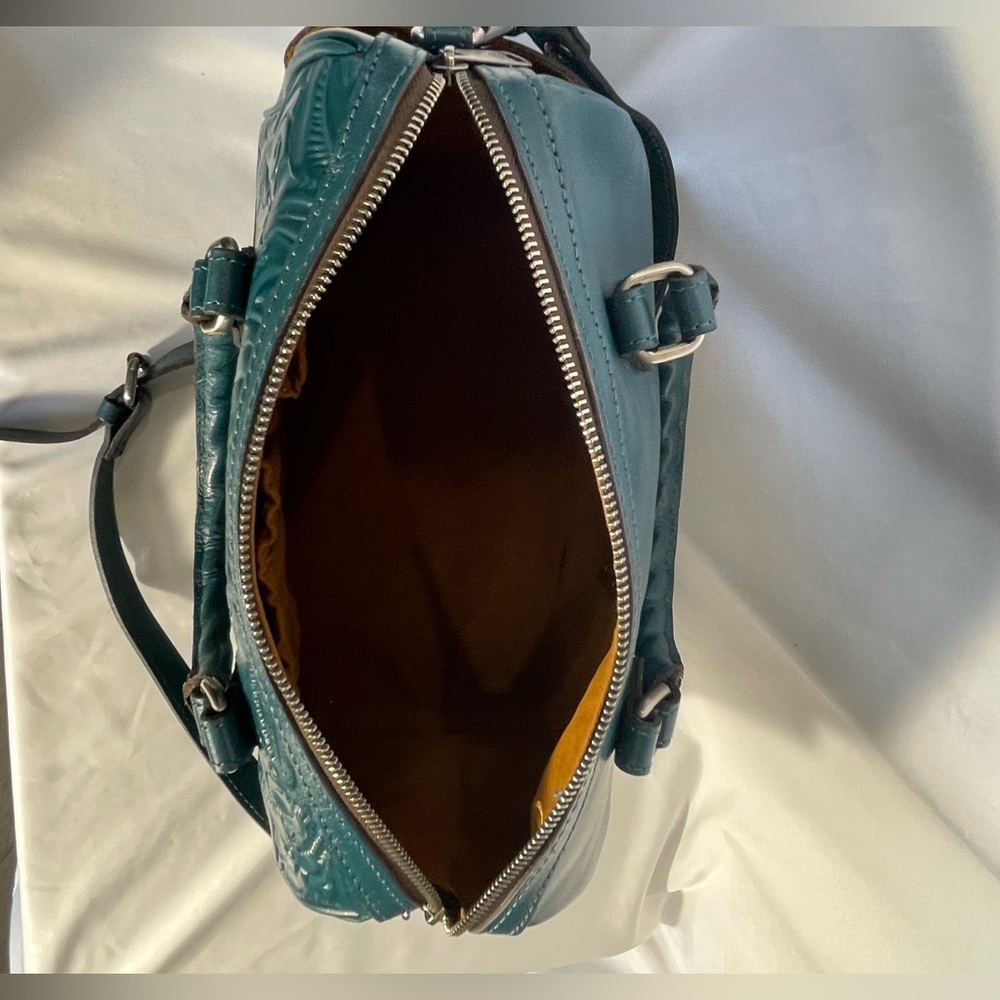 Patricia Nash Teal Embossed Leather Satchel - Picture 15 of 16